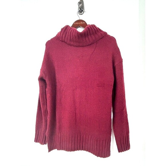 Womens Sweater Burgundy Knit Acrylic Long Raglan Sleeve Turtleneck Pullover Sz M - Picture 2 of 12